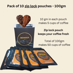 Behold Classic Instant Coffee in 10 Zip Lock Pouches | 100% Arabica, 100 gm